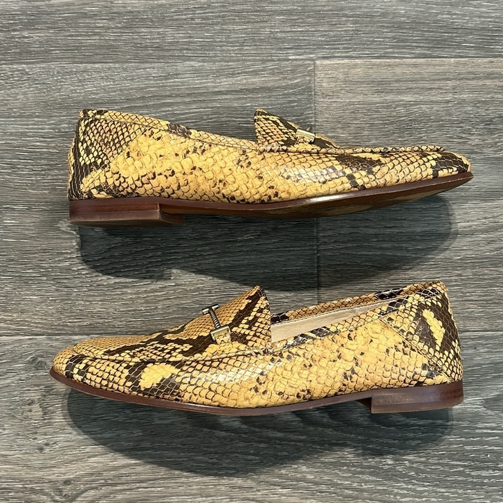 Sam Edelman 8 Loir Faux Snake Saddle Loafers Leather Print Shoes Neutral Slip On - Picture 5 of 8